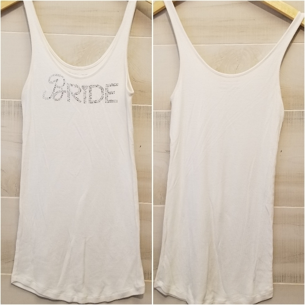 {S} Victoria's Secret I Do 'Bride' Ribbed Tank Top White